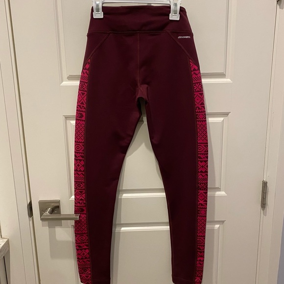 2/$18 NWOT Adidas High Waist Leggings Climawarm Maroon Pink Size XS - Picture 3 of 7
